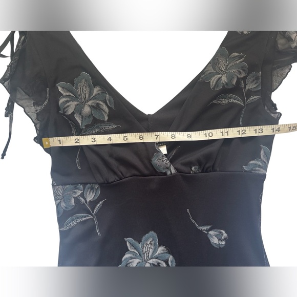 I.N. San Francisco Black Floral Y2K Fairy Goth whimsical Midi Dress Size Medium - Picture 12 of 16